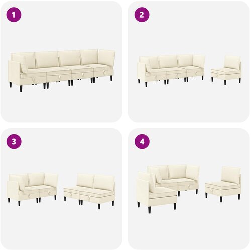  Set namje&amp;scaron;taja za dnevni boravak 4 pcs Krem Tkanina Slike