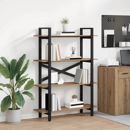 VidaXL Knjižna polica Umetni hrast 100 x 33,5 x 140 cm Konstruiran les Slike