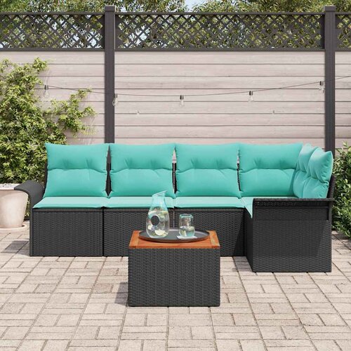  Sjedeća garnitura za vrt 6 kom. 5-Broj sjedala Crna i Tirkizna 242,5 x 132,5 x 69 cm Slike
