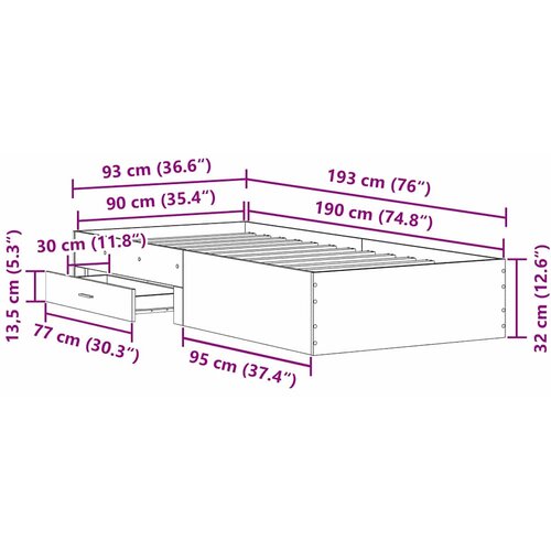  Krevetna konstrukcija Staro drvo 90 x 190 cm Konstruirano drvo Slike