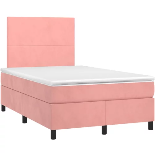 vidaXL Box spring postelja z vzmetnico roza 120x190 cm žamet, (21128403)