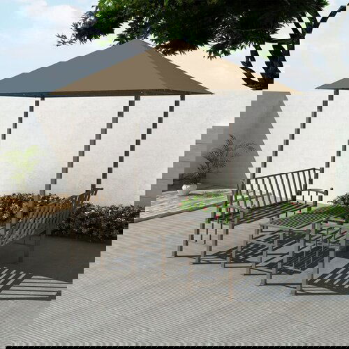 vidaXL vrtni paviljon z mizo in klopmi 2,5x1,5x2,4 m taupe 180 g/m² Cene