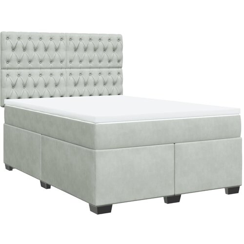 Maison Chic Box spring postelja - Vzmetna postelja z vzmetnico svetlo siv 140x190 cm žamet SL17159, (21895319) Cene