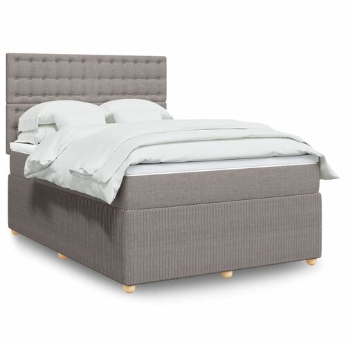 vidaXL Box spring postelja z vzmetnico taupe 140x190 cm blago Cene