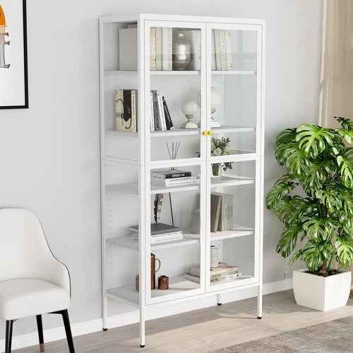 VidaXL Razstavna omarica bela 90x40x180 cm jeklo in kaljeno steklo Slike