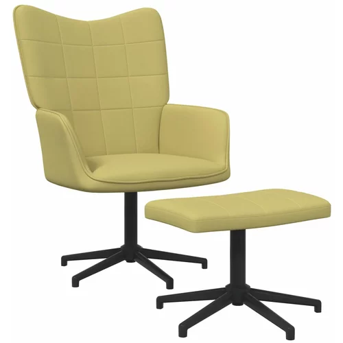 vidaXL Stol za sproščanje s stolčkom zeleno blago, (20701336)