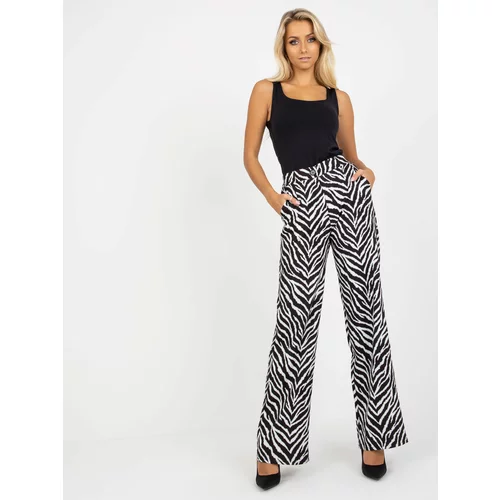 Fashion Hunters Black and white wide trousers in an animal print fabric