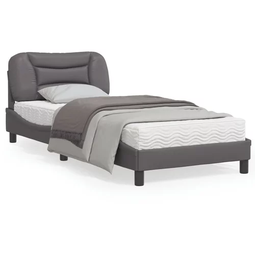 vidaXL Okvir kreveta s LED svjetlima sivi 90 x 190 cm od umjetne kože