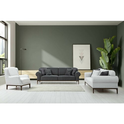 Atelier Del Sofa london set 3+3+2 - dark grey, ares white dark greyares white sofa set Slike