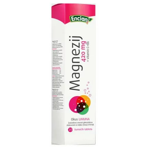 Encian Magnezij 420 mg + Vitamin C + Vitamin B6, šumeče tablete
