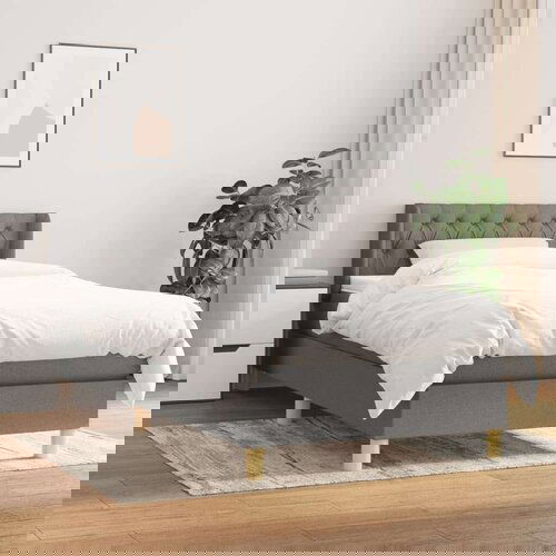  Box spring postelja z vzmetnico temno siva 100x200 cm blago, (20726631) Slike