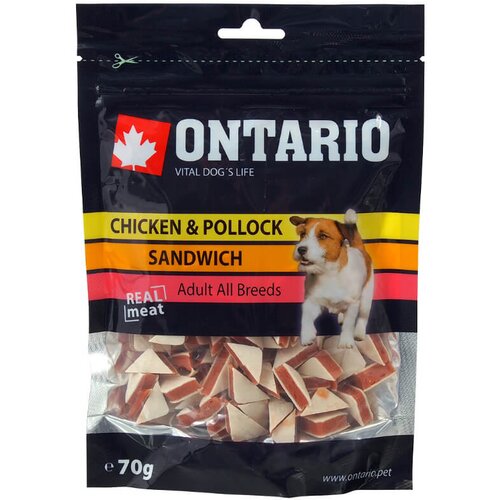 Ontario Dog posladek sendvič - chicken jerky, 70 g Cene