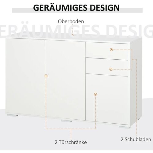  Komoda ladica 2 ladice push-click 117 cm x 36 cm x 74 cm bijela Slike