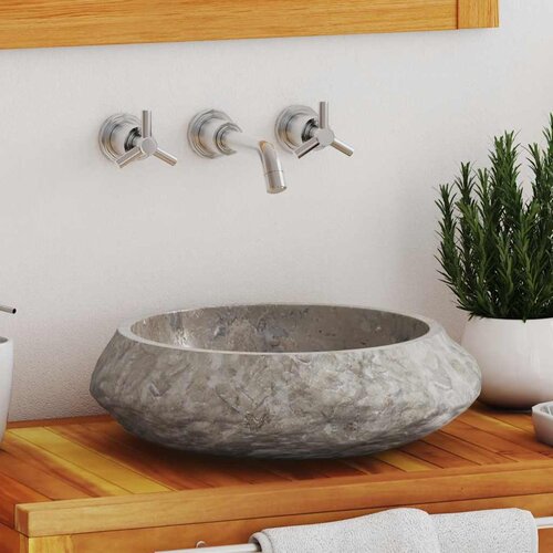 The Living Store Umivalnik siv Ø40x12 cm marmor - Umivalnik, (21750161) Cene