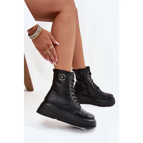 VINCEZA Women&amp;#039;s Workery Boots with Insulation on Platform with Decorative Detail Slike