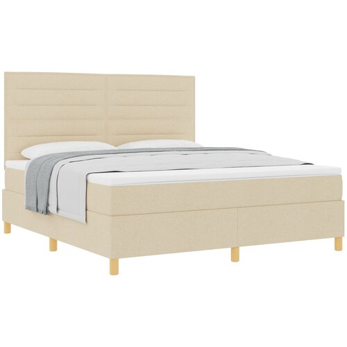 VidaXL Postelja Box Spring z Matracem Krem Super King Tkanina, (22051455) Slike