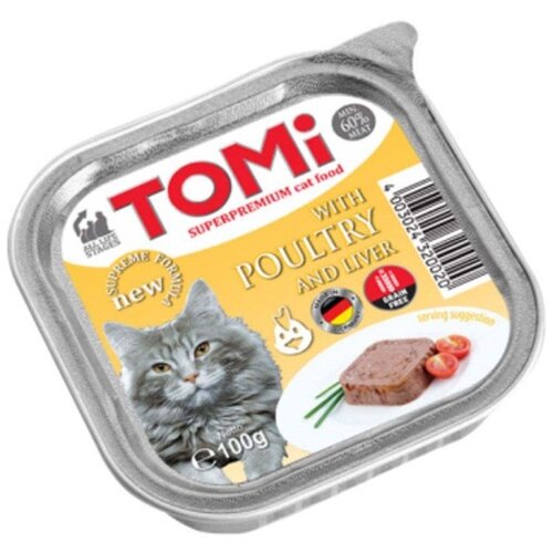 Tomi cat pašteta za mačke - živina i jetra 100g Slike