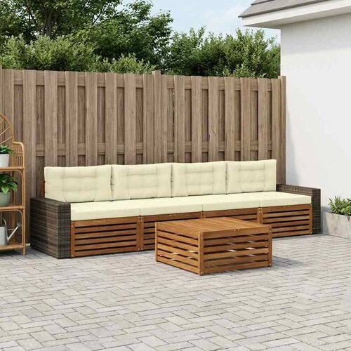  Set vanjskih sofa 5 kom. Prirodna i krem Čvrsto drvo akacije Cene