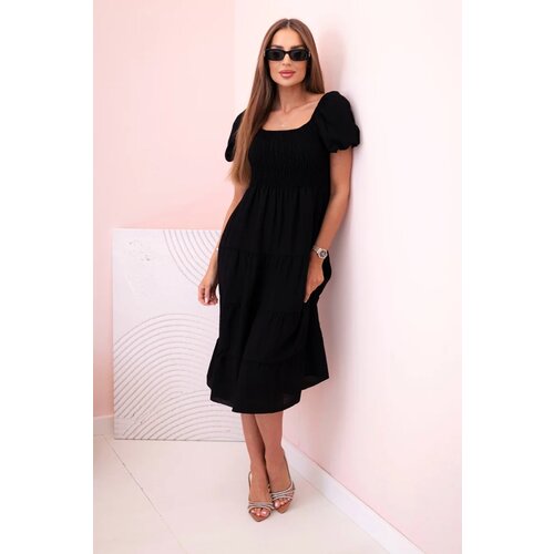 Kesi Włoski Women's viscose dress with puffed sleeves and a ruffled top black Cijene