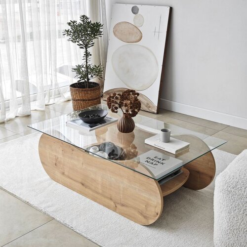 Hanah home Brise - Sapphire Oak, Transparent Sapphire OakTransparent Coffee Table Cene