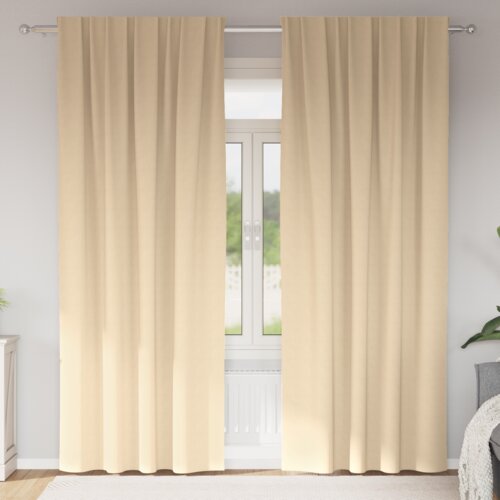 vidaXL Zavese z zavesami 2 pcs krema 225 x 140 cm Poliester Cene