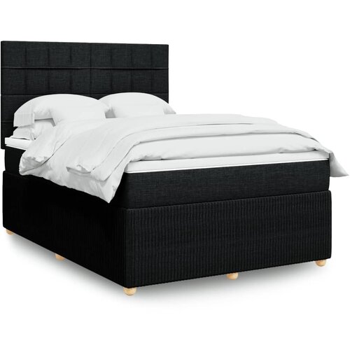 vidaXL Box spring postelja z vzmetnico črna 140x200 cm blago Cene