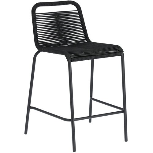 Kave Home črn barski stolček z jekleno konstrukcijo glenville, vi&amp;scaron;ina 62 cm Slike