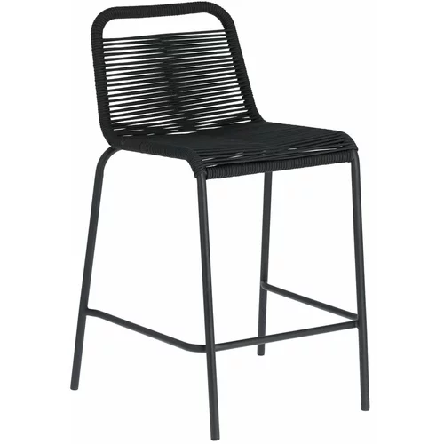 Kave Home črn barski stolček z jekleno konstrukcijo glenville, višina 62 cm