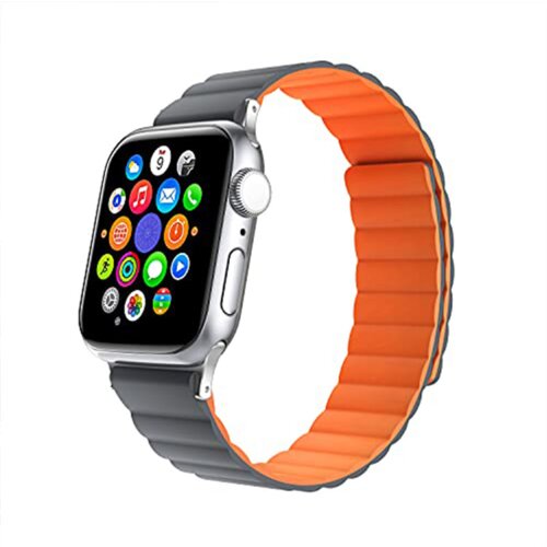  silikonska narukvica za Apple Watch sa magnetom sivo narandzasta 42/44mm Cene
