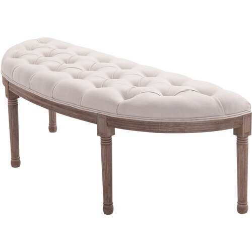 HOMCOM polkrožna klop Fondoletto z lesenim okvirjem in oblazinjenjem v slogu Chesterfield, bež, 140,5x51x48cm, bež, (20746936) Cene