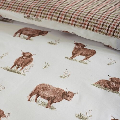 Catherine Lansfield Rjava/bež enojna posteljnina 135x200 cm Angus Highland Cow &amp;ndash; Slike