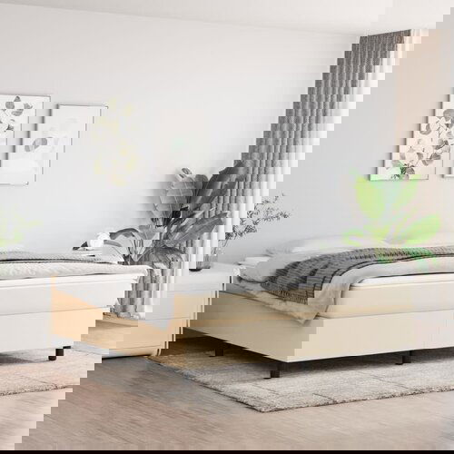  The Living Store Box spring postelja z vzmetnico krem 180x200 cm blago - Box Spring Postelja, (21511992) Slike
