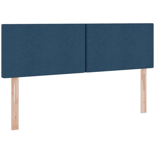  Krevet S LED lampica s uzglavljem Plava 140 x 200 cm tkanina Slike