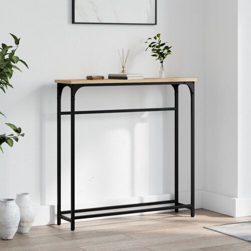 VidaXL Konzolni stol boja hrasta 75 x 19,5 x 75 cm konstruirano drvo Slike