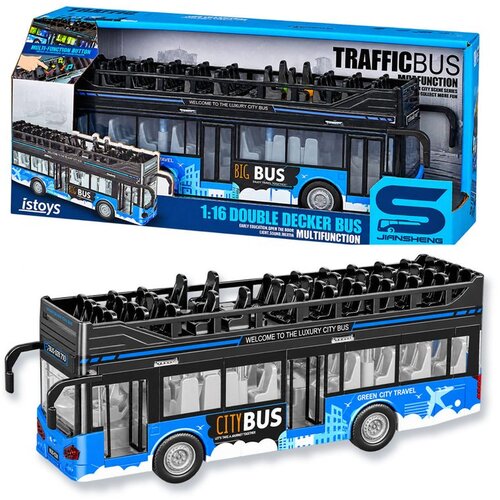  Otvoreni dabl deker autobus plavi sa svetlom i zvukom, 28,5 cm Slike