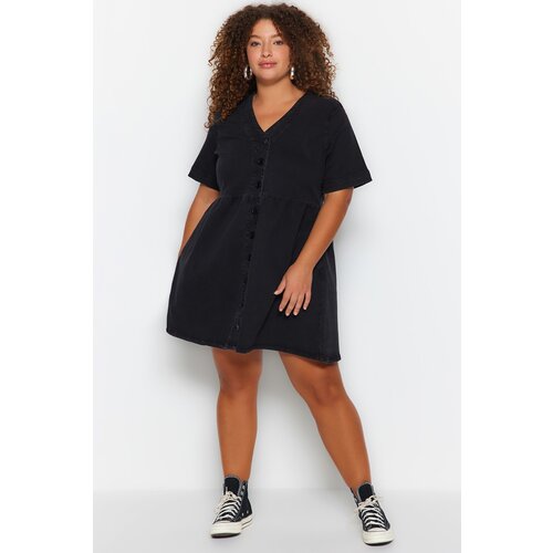 Trendyol Curve Plus Size Dress - Black - Skater Slike