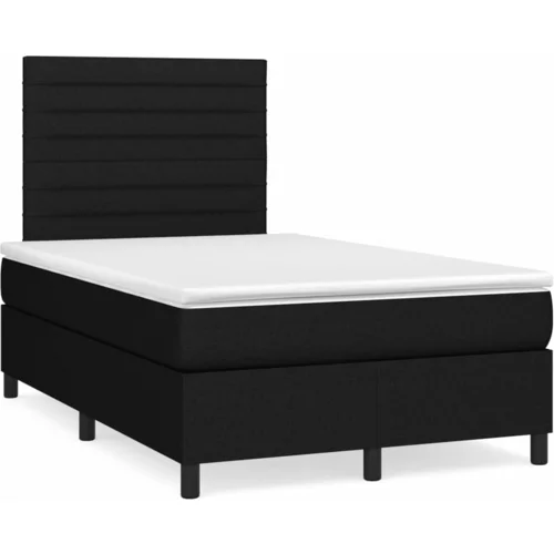 vidaXL Box spring postelja z vzmetnico LED črna 120x190 cm blago