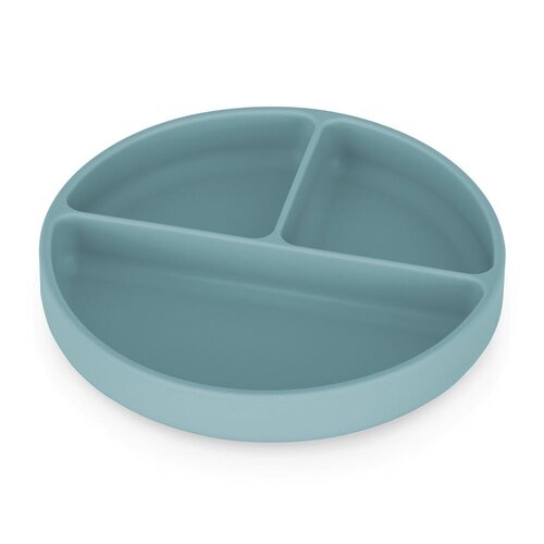 Petite&Mars Silikonski okrugli tanjur s odjeljcima i vakuumom 6 m+ Take&Match, Frosted Sky Cene