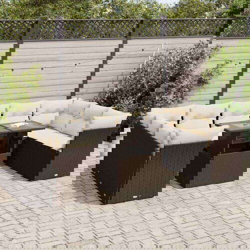 vidaXL 10-dijelni set vrtnih sofa od poliratana s jastucima smeđi Cijene