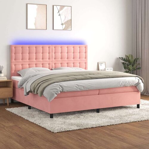  Box spring s madracem LED ružičasti 200x200cm bar&amp;scaron;unasti Slike
