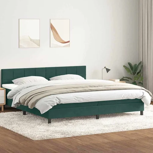 Box Spring krevet s madracem tamnozeleni 200x210 cm baršun