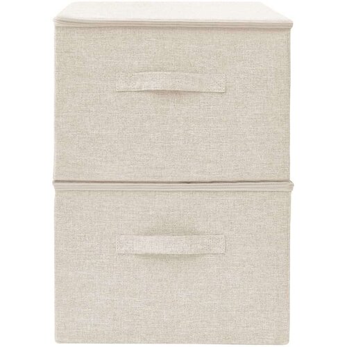 VidaXL Kutije za pohranu 2 kom od tkanine 43 x 34 x 23 cm krem Slike