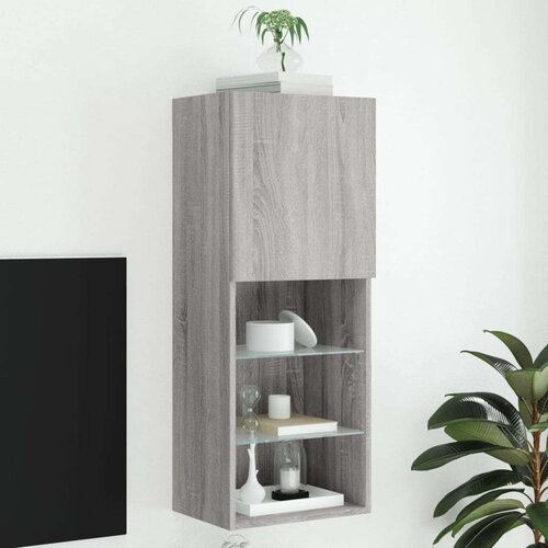 TV ormarić s LED svjetlima boja hrasta 40 5x30x102 cm Slike