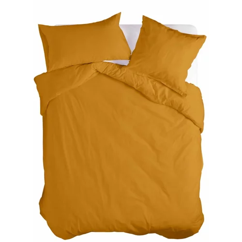 Happy Friday Gorčično rumena bombažna prevleka za odejo za zakonsko posteljo 200x200 cm Basic –
