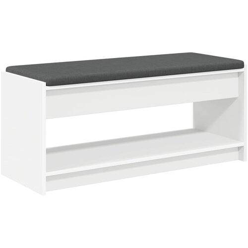  Klupa za hodnik s jastukom s policom Bijeli 103 x 38 x 45 cm Slike