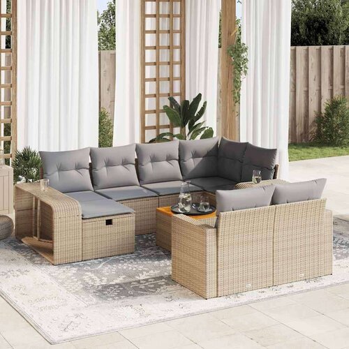 VidaXL 11-dijelni set vrtnih sofa od poliratana s jastucima bež Slike