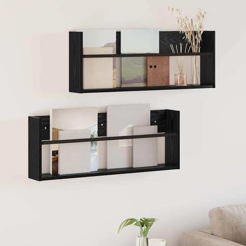  Polica za časopise s policom 2 pcs Crni hrast 80 x 12 x 30 cm Cijene