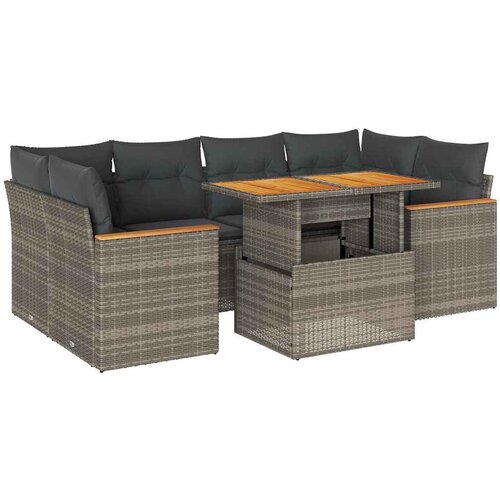 Maison Chic Seti vrtnega pohištva - Vrtna garnitura - Vrtni pohištvo set z blazinami 6-delna siv ratan/akacija, (21807789) Cene
