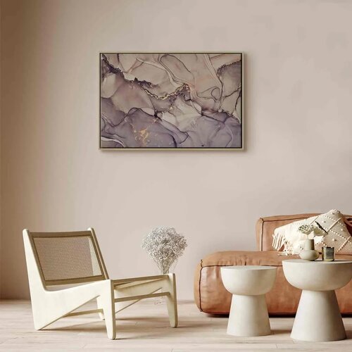  Slika - Watercolour abstraction - powder pink marble with gold accents 90x60 U prirodnom drvenom okviru Slike