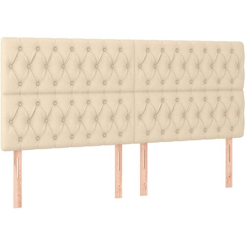 vidaXL box spring postelja z vzmetnico krem 200x200 cm blago, (20761031) Cene